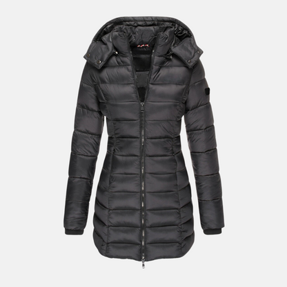Women's Fitted Puffer Jacket with Hood - Nocini