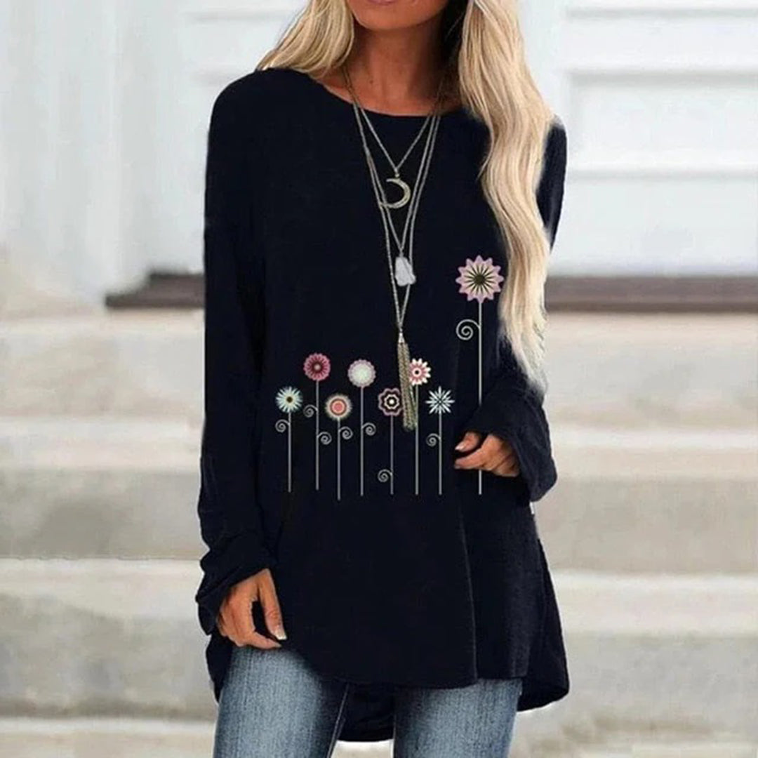 Comfy Floral Embroidered Pullover Sweatshirt