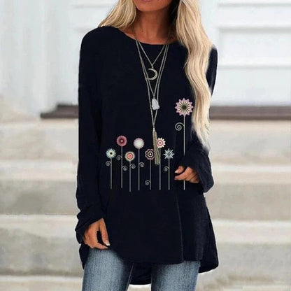 Comfy Floral Embroidered Pullover Sweatshirt