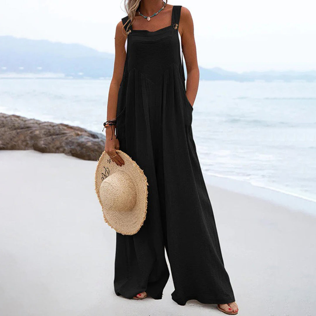 Loose Fit Women's Jumpsuit with Adjustable Straps