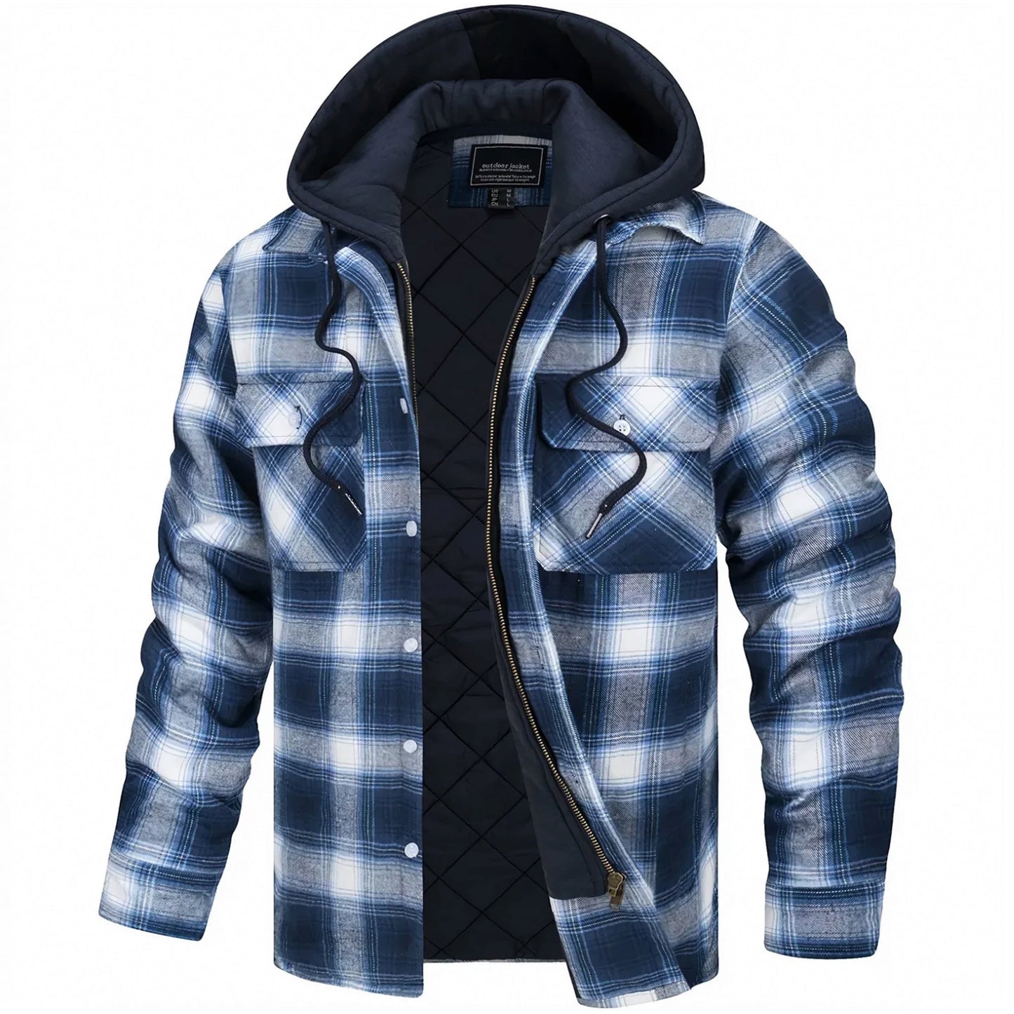 Plaid Hooded Parka Coat