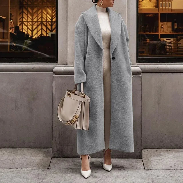 Long Wool Coat for Women with Oversized Fit