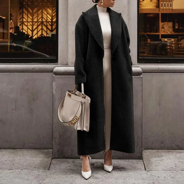 Long Wool Coat for Women with Oversized Fit - Nocini
