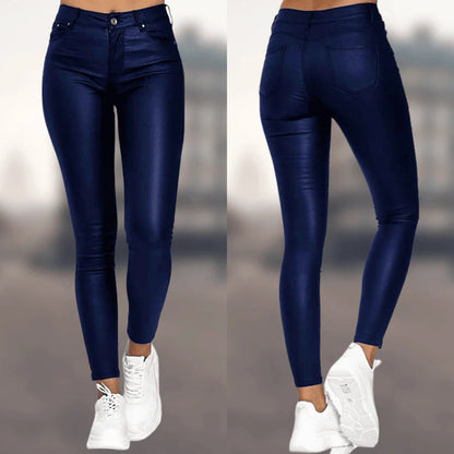 Women's Faux Leather High Waist Slim Fit Pants