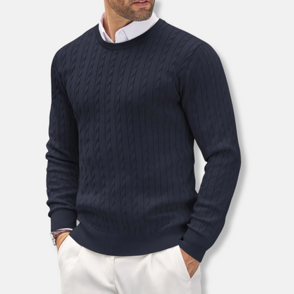 Men's Slim Fit Crew Neck Cable Sweater