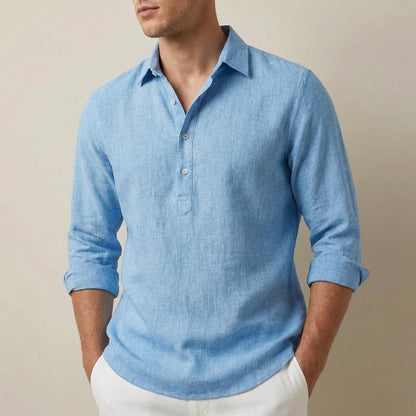 Casual Fit Textured Henley Shirt with Spread Collar - Nocini