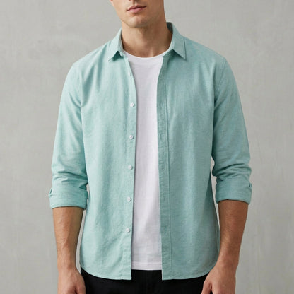 Casual Fit Button-Down Shirt with Curved Hem - Nocini