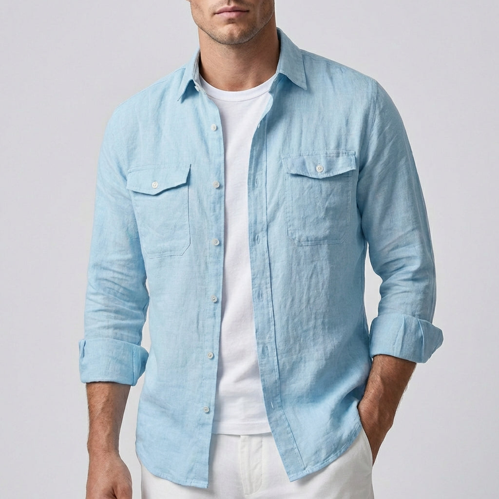 Casual Fit Button Down Shirt with Pocket Detail - Nocini