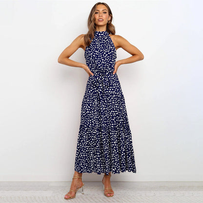 Casual Summer Halter Dress with Polka Dots