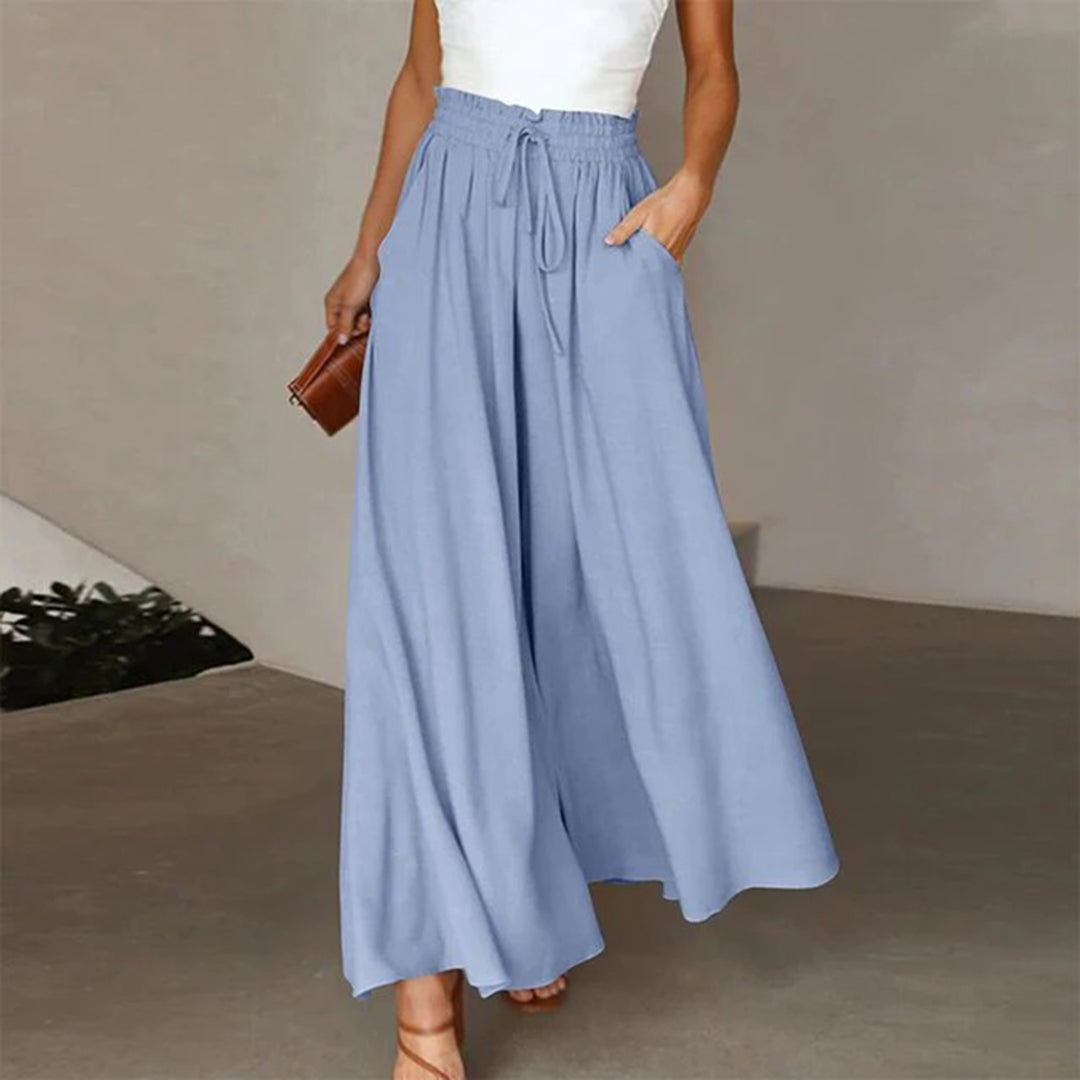 Flowy Maxi Skirt with Elastic Waist and Pockets