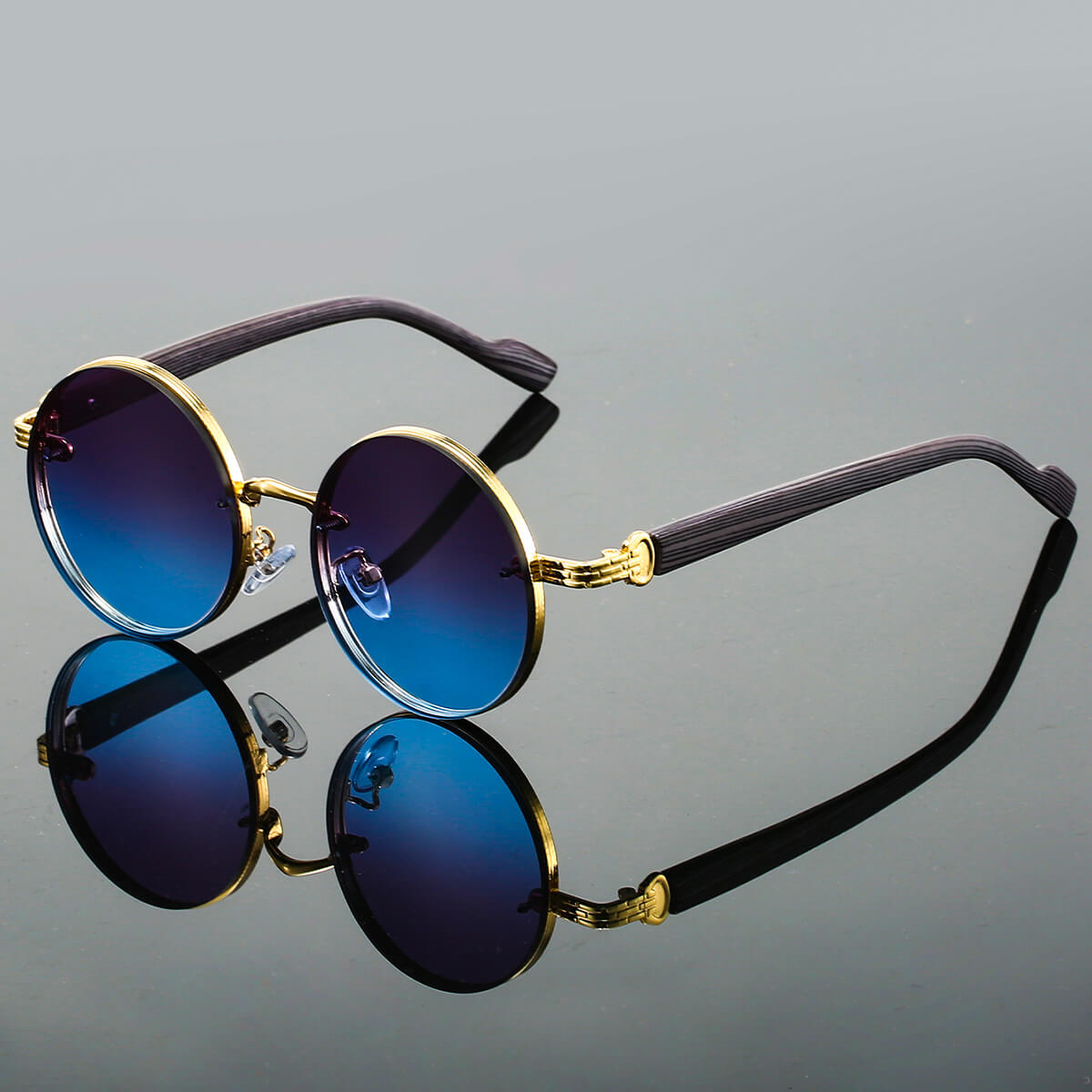Retro Style Round Shades with Contrast Frames