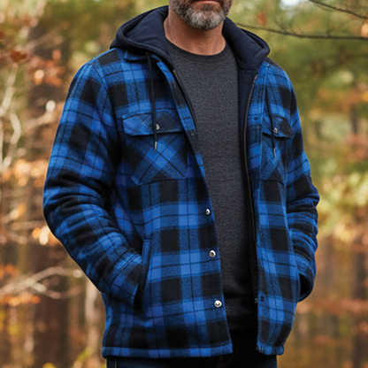 Plaid Hooded Parka Coat