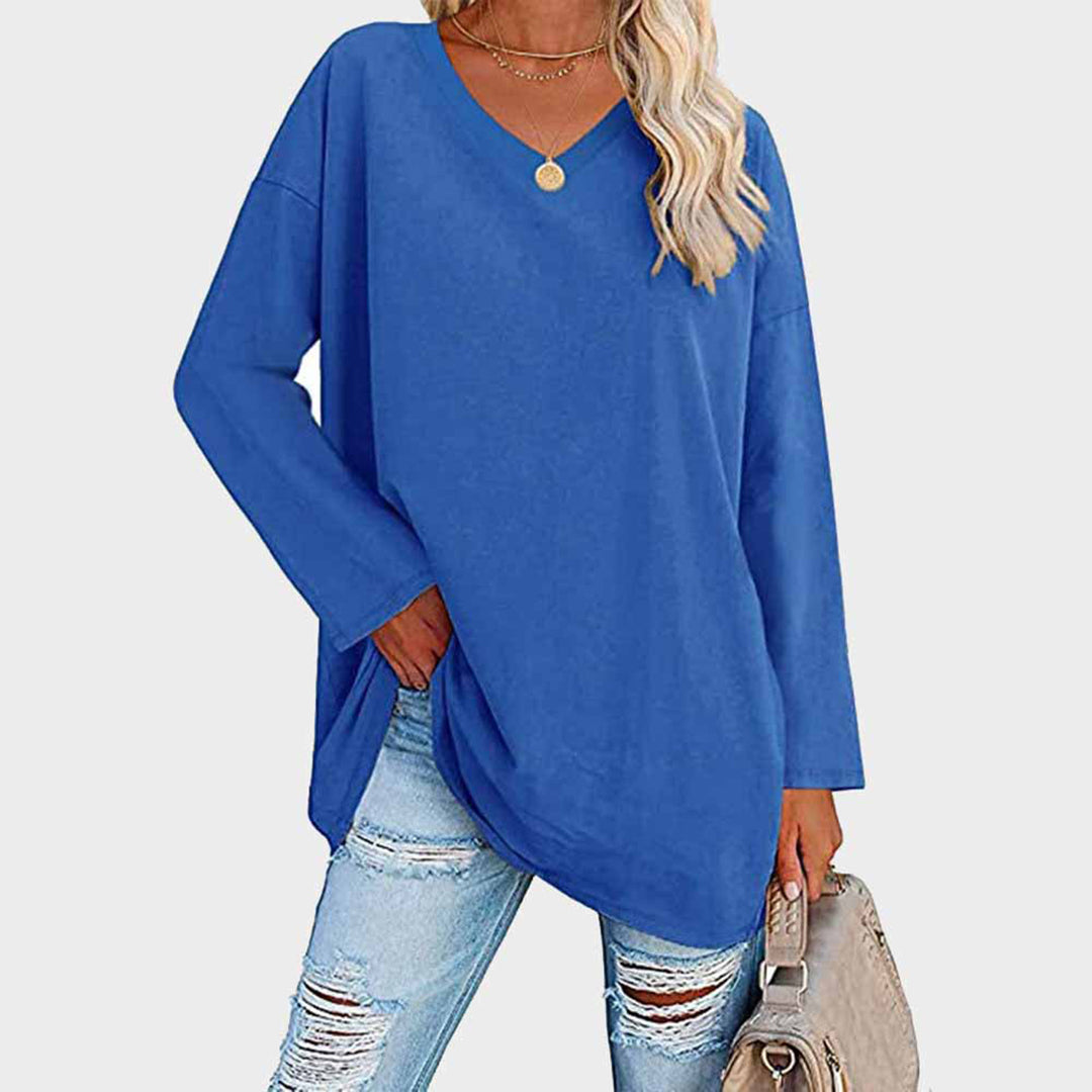 Relaxed Fit V-Neck Tunic Top
