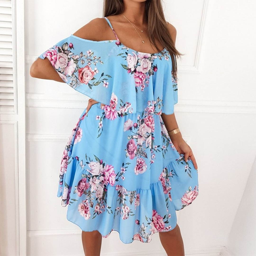 Casual Summer Strapless Ruffle Dress