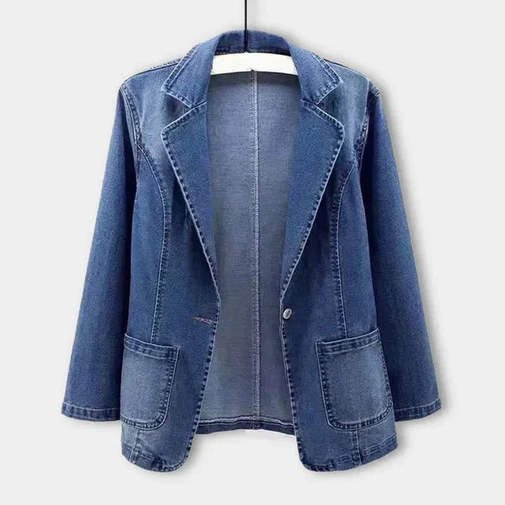 Fashionable Women's Blue Jeans Jacket - Olytrend