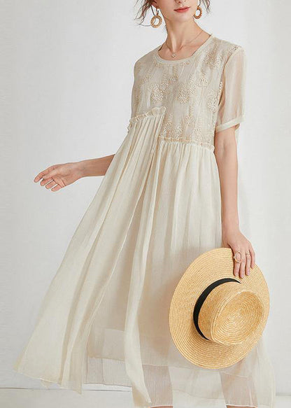 Flowy Maxi Dress for Women with Embroidered Details - Nocini