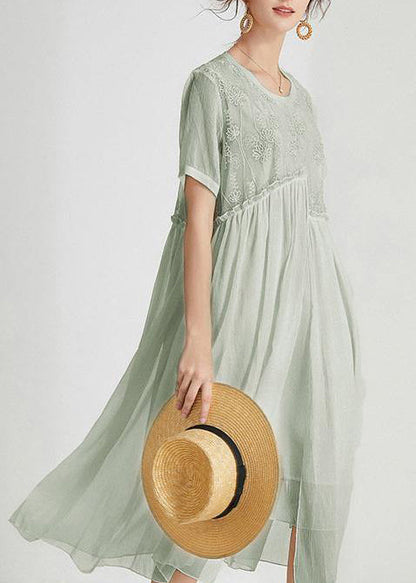 Flowy Maxi Dress for Women with Embroidered Details