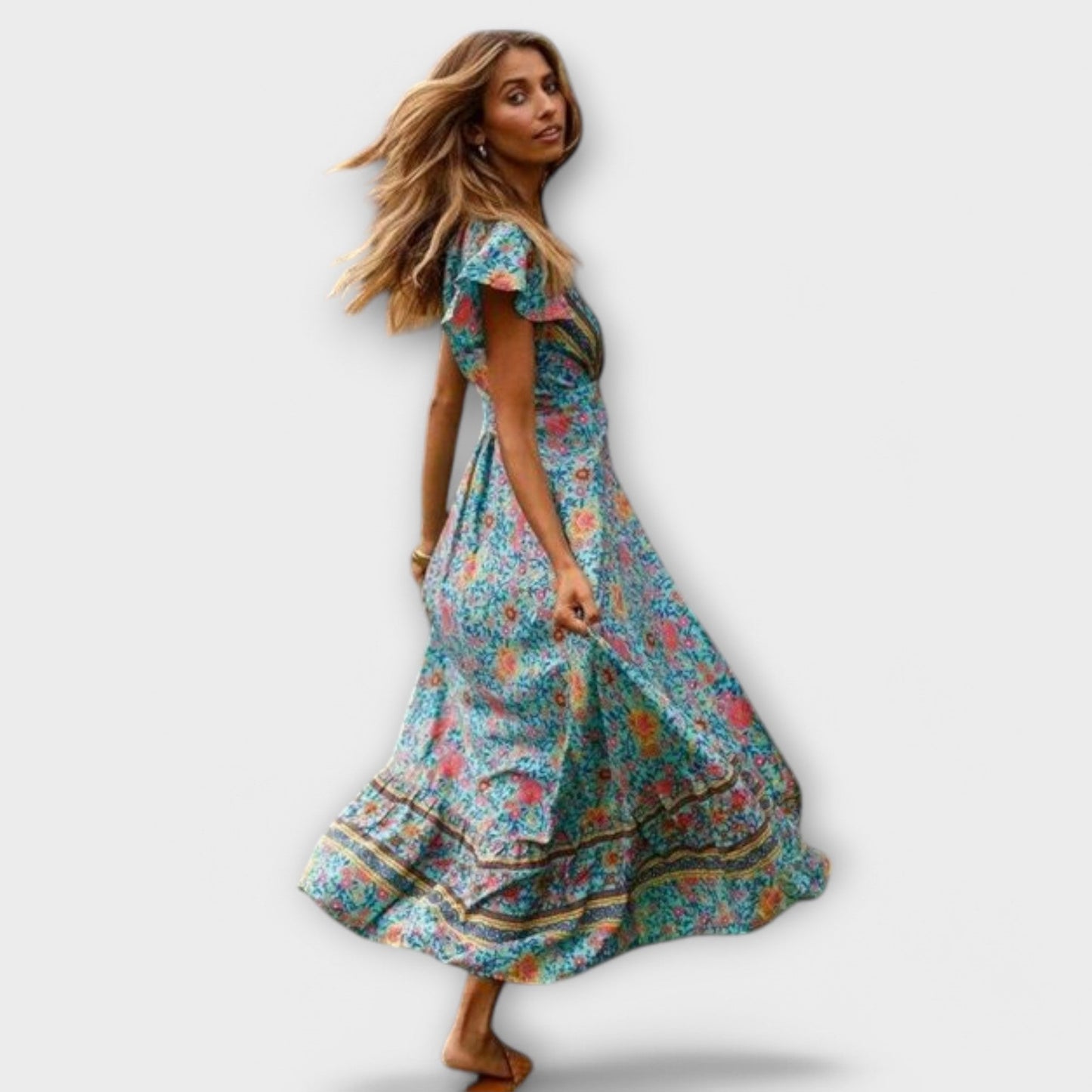 Stylish Bohemian Long Dress in Soft Chiffon - Nocini