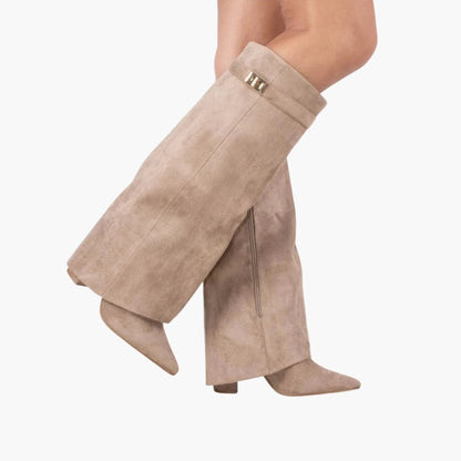 Comfortable Tall Wide Calf Boots with Low Block Heel