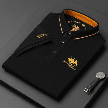 Classic Men's Short Sleeve Polo Shirt with Color Trim