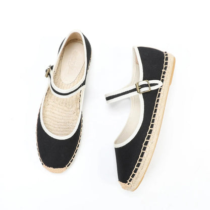 Airy Cotton Flat Shoes for Women - Classic Mary Janes