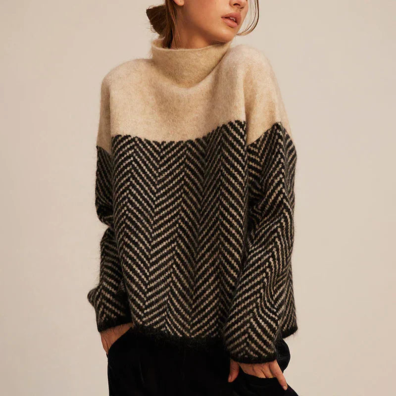 Classic Herringbone Knit Crew Neck Sweater