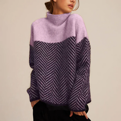 Classic Herringbone Knit Crew Neck Sweater