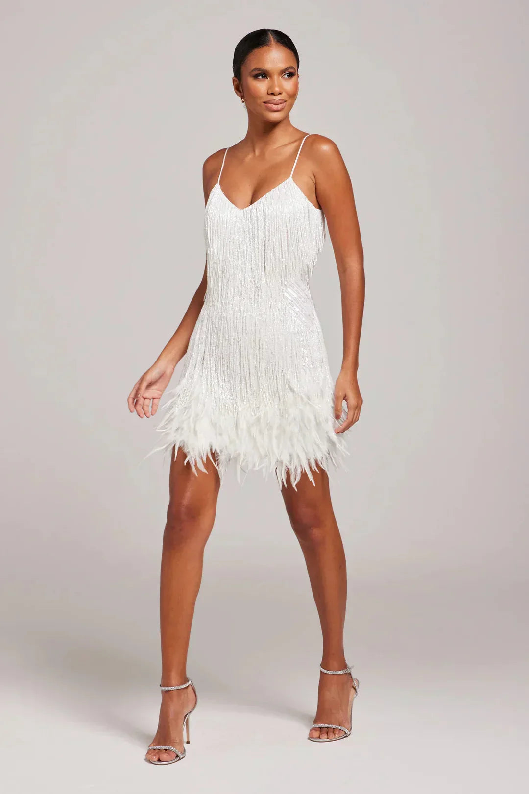 Chic Little Black Party Dress with Feathers