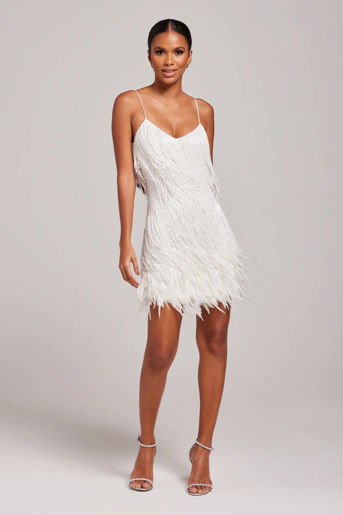 Chic Feather Trim Party Dress for Women