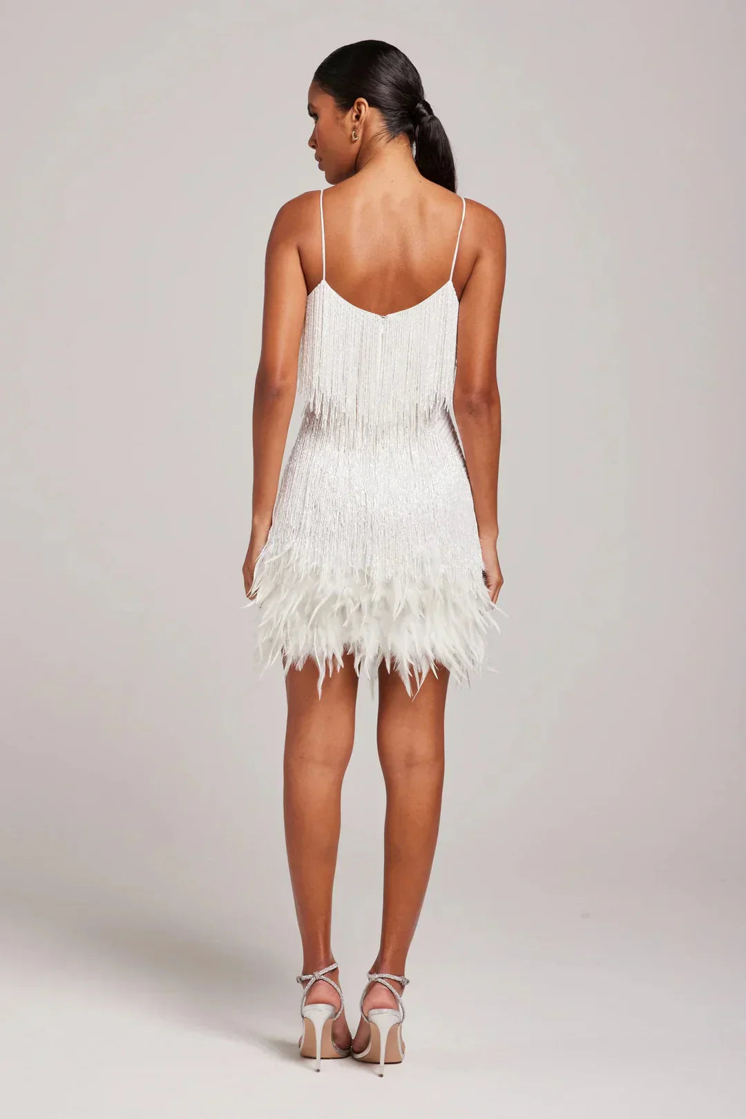 Chic Little Black Party Dress with Feathers