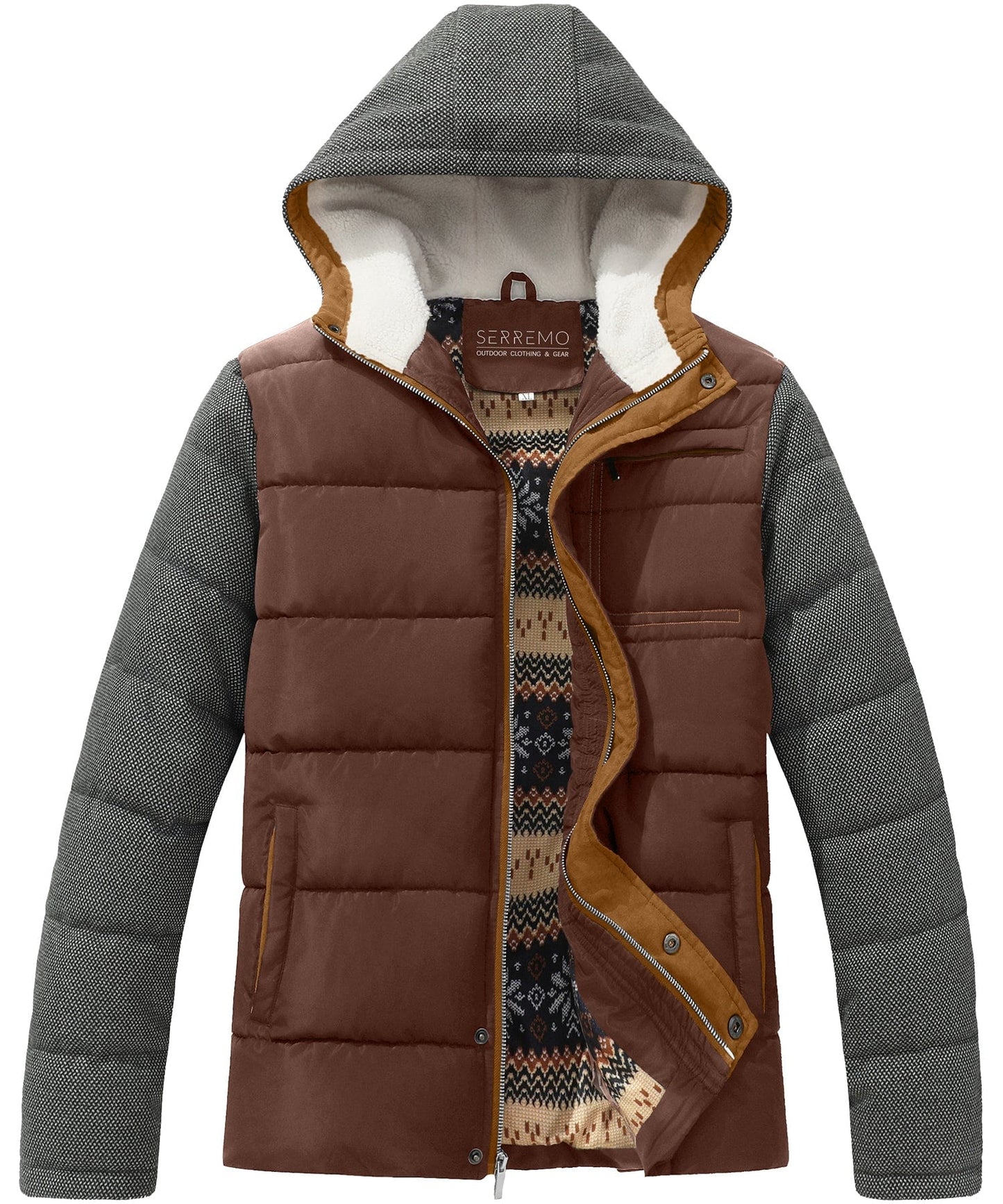 Warm Quilted Puffer Coat with Sherpa Lining