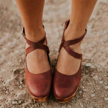 Ladies High Heel Ankle Strap Block Shoes