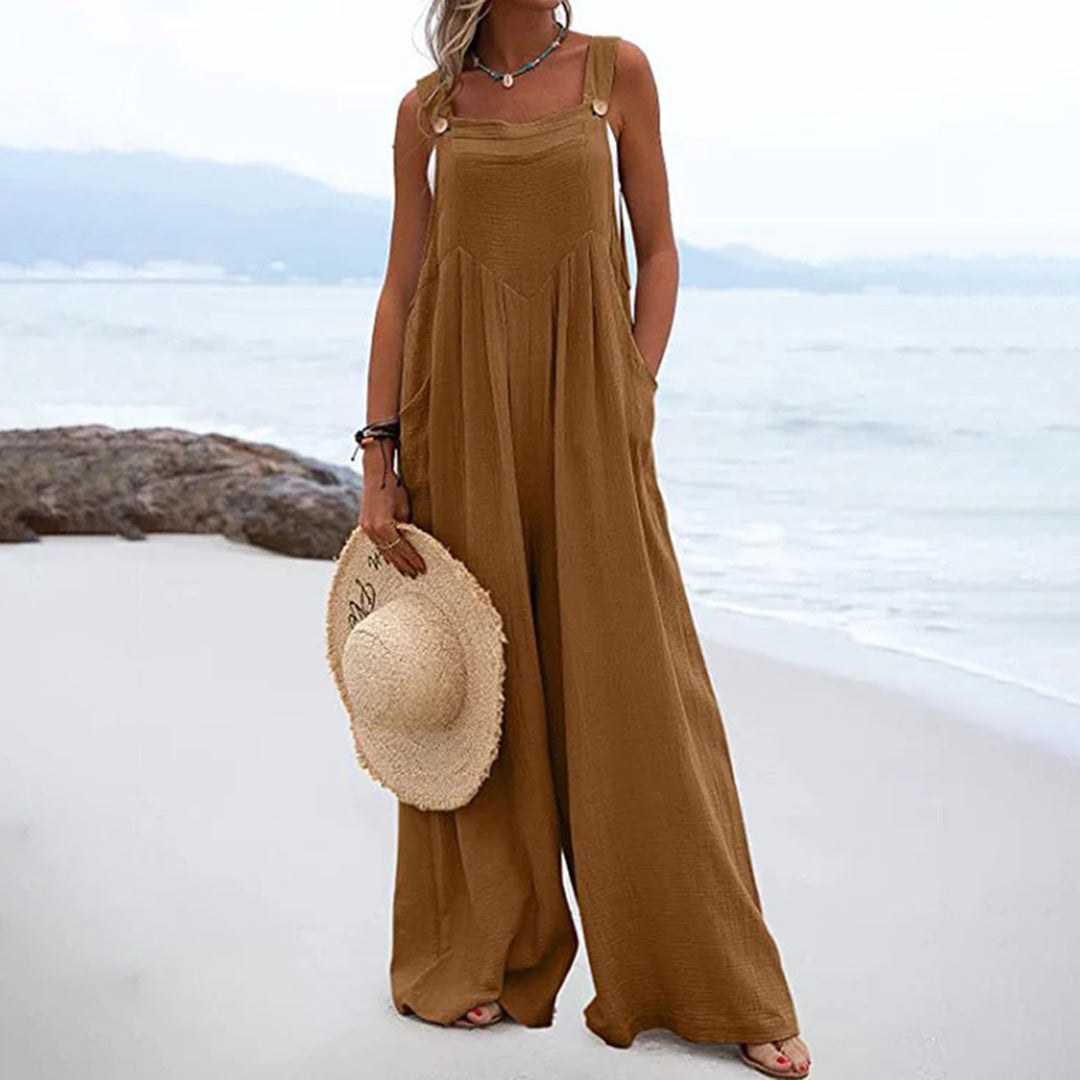 Loose Fit Women's Jumpsuit with Adjustable Straps - Nocini