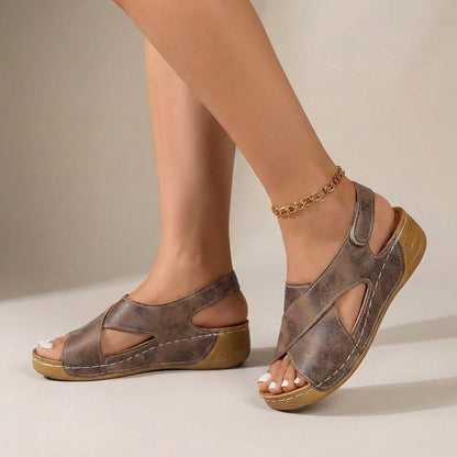 Comfortable Flat Sandals with Wide Straps and Low Heel