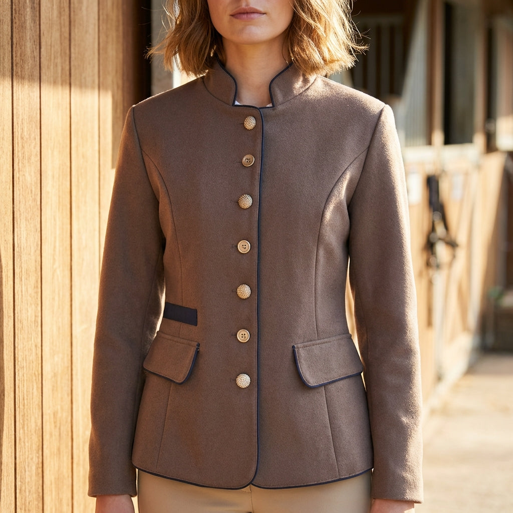 Fitted Blazer with Notch Collar and Two Tone Detail