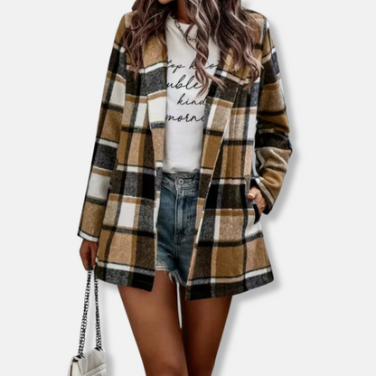 Warm Plaid Oversized Wool Coat