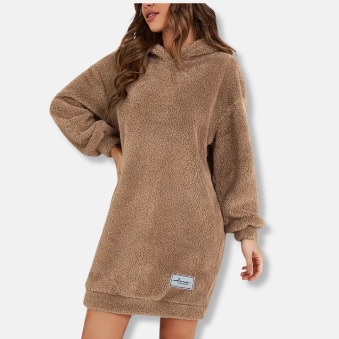 Cozy Women's Fleece Hooded Dress