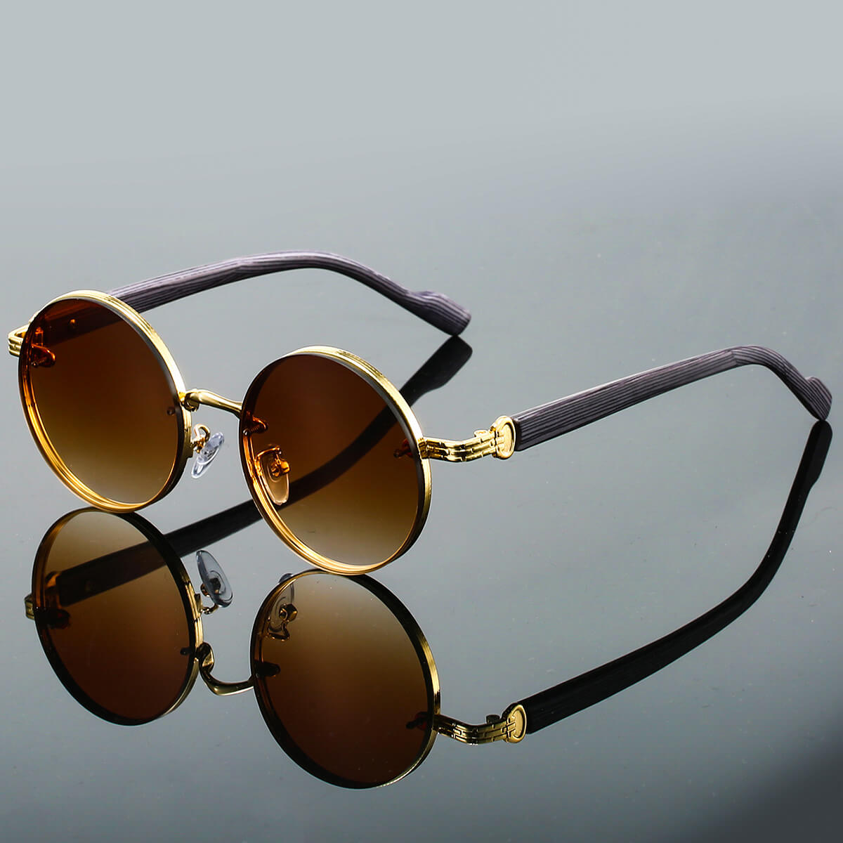 Retro Style Round Shades with Contrast Frames