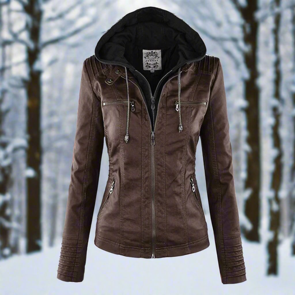 Fitted Women's Leather Look Biker Jacket