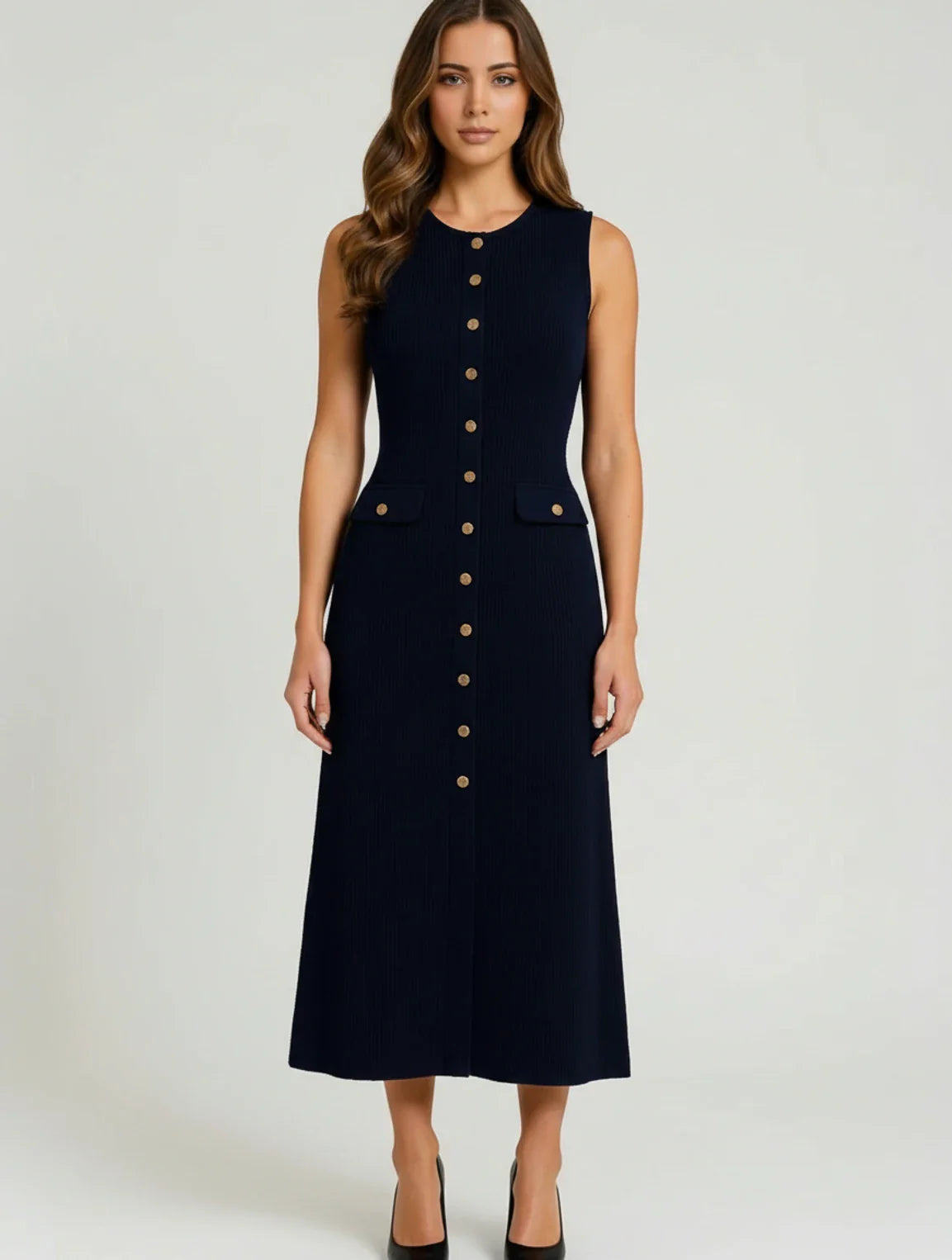 Classic Front Tie Waist Midi Dress for Women - Olytrend