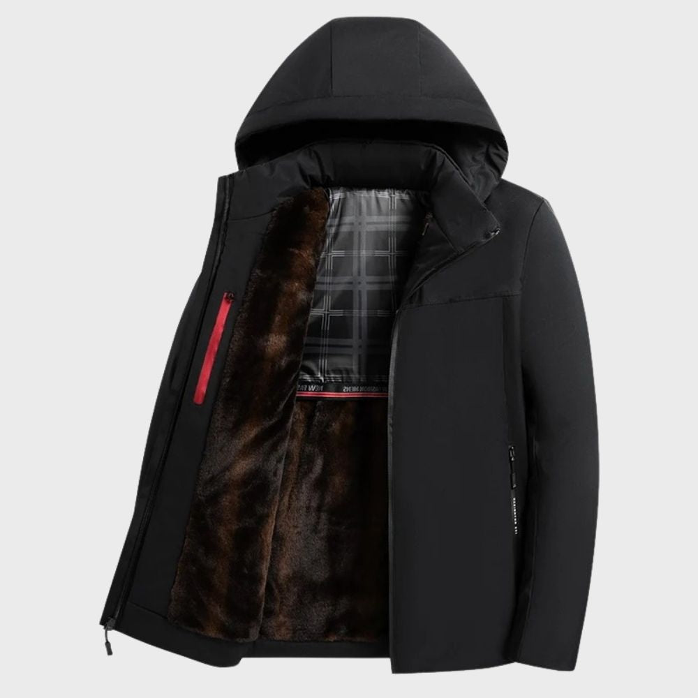 Warm Waterproof Parka Jacket with Fur Lining and Hood - Nocini