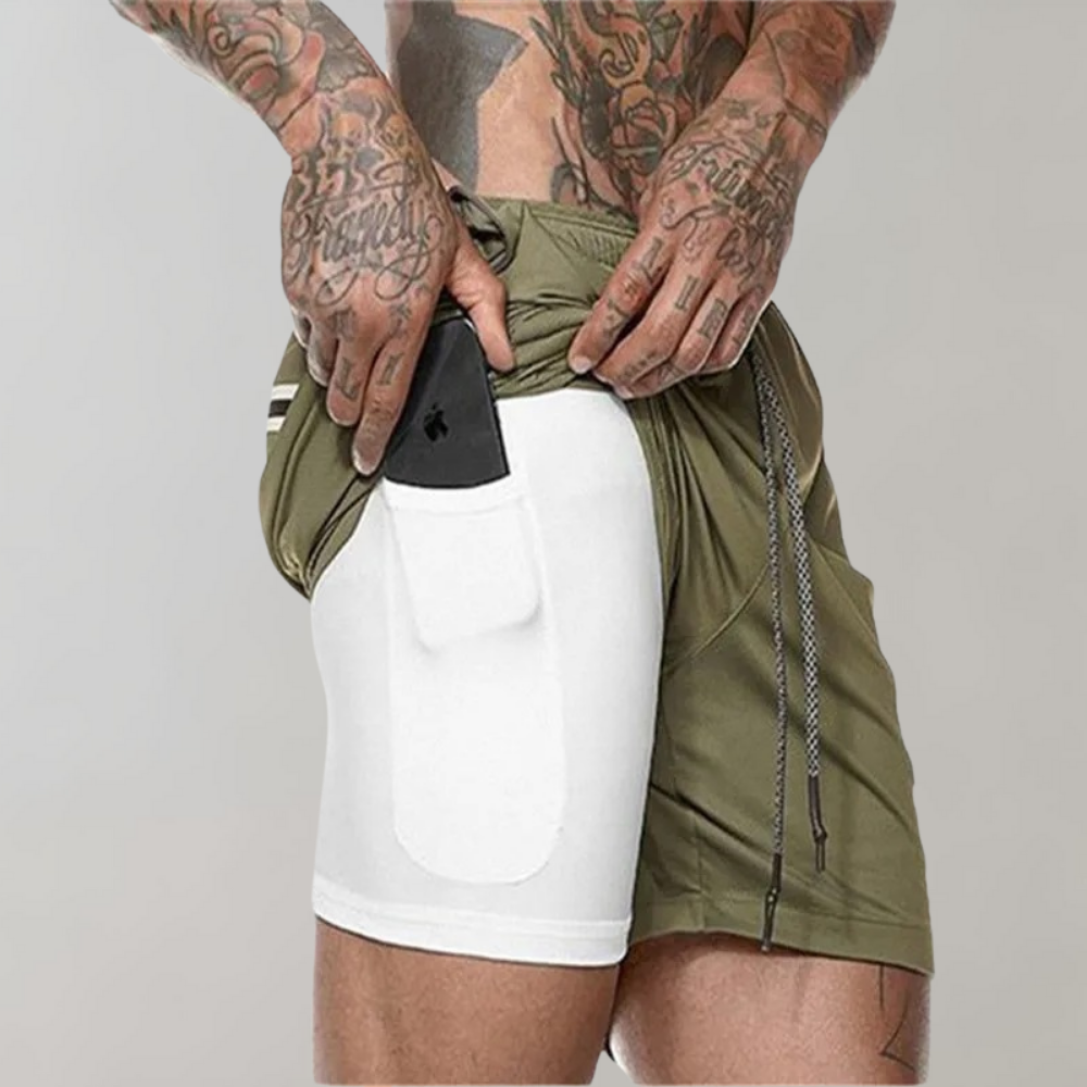 Men's Running Double Layer Gym Shorts - Nocini