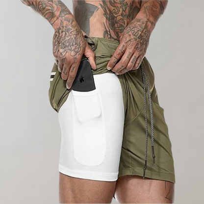 Men's Running Double Layer Gym Shorts - Nocini