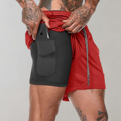 Men's Running Double Layer Gym Shorts