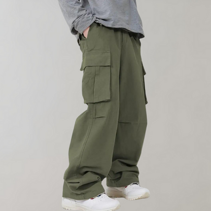 Relaxed Fit Men's Cargo Pants with Big Pockets - Nocini