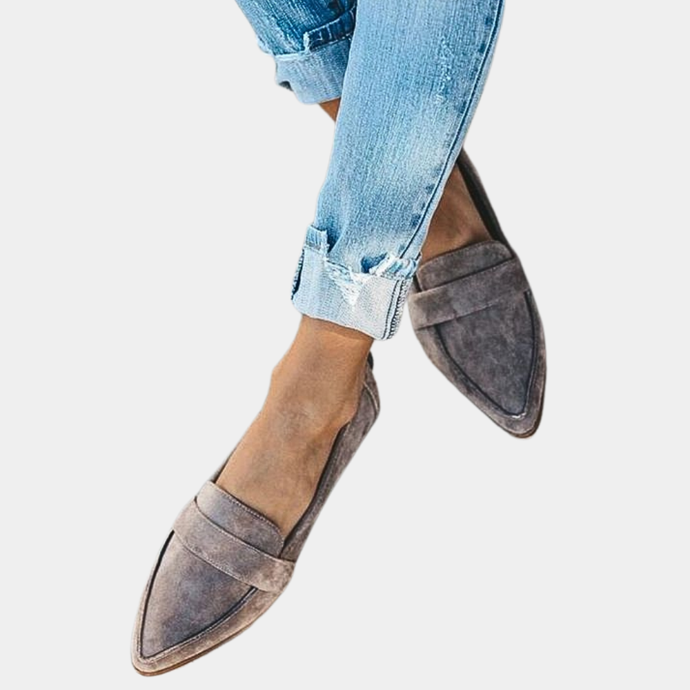 Ladies Soft Leather Slip On Shoes - Olytrend