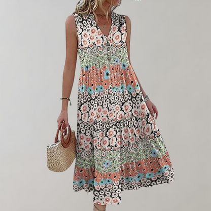 Flowy V Neck Summer Dress - Nocini