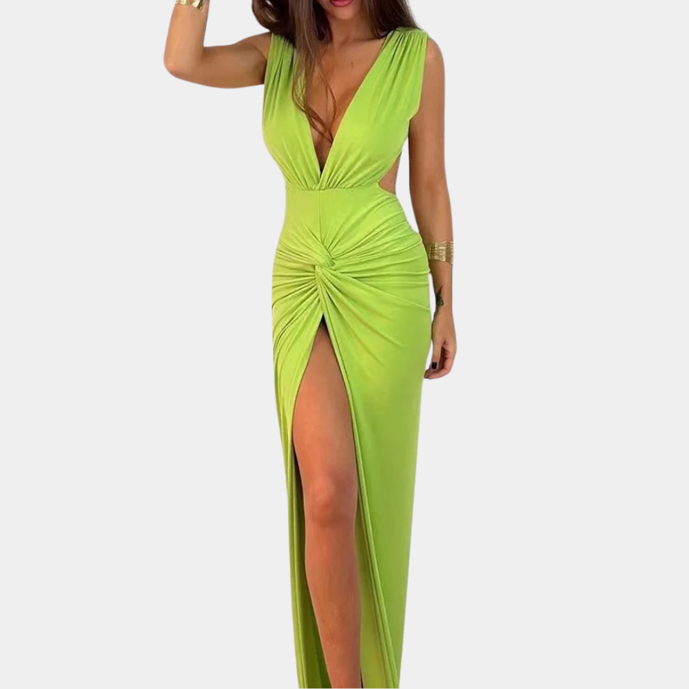 Elegant V-Neck Floor Length Party Dress - Nocini