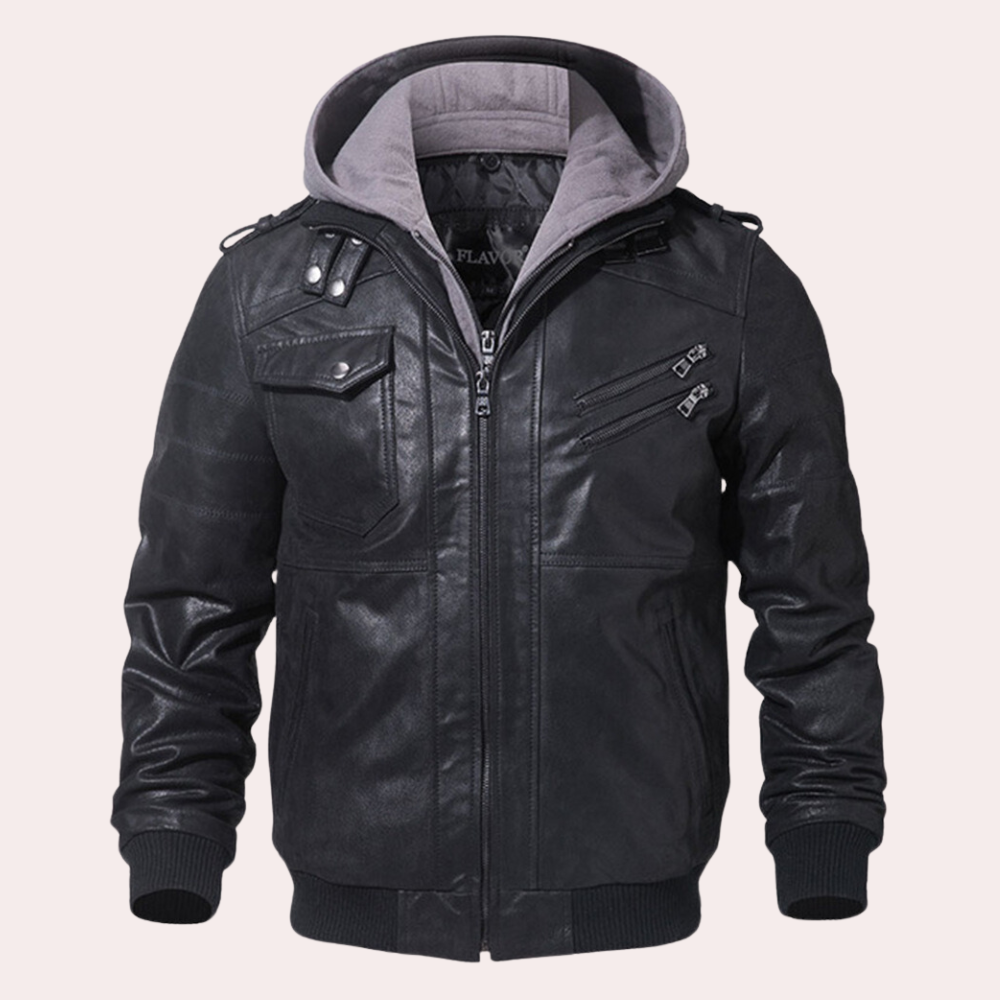 Premium Fake Leather Padded Hoodie Jacket