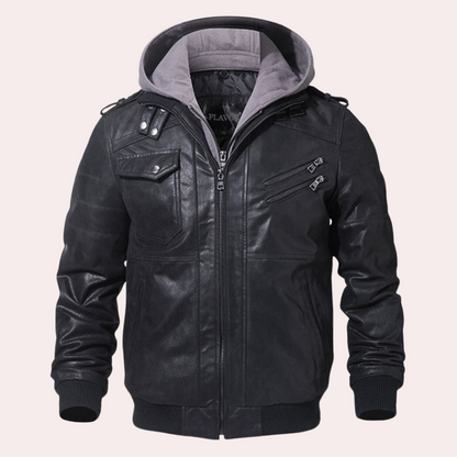 Premium Fake Leather Padded Hoodie Jacket